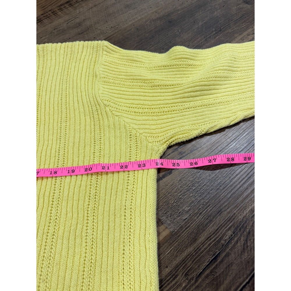 Vintage Gallagher Cardigan Womens XL Yellow Pearl Button Cotton Cottagecore - Picture 7 of 10